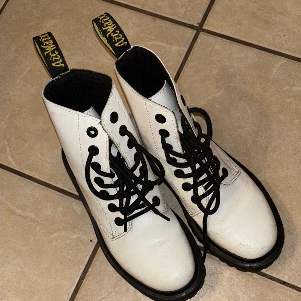 Dr. Martens White Lace-Up Boots size 6